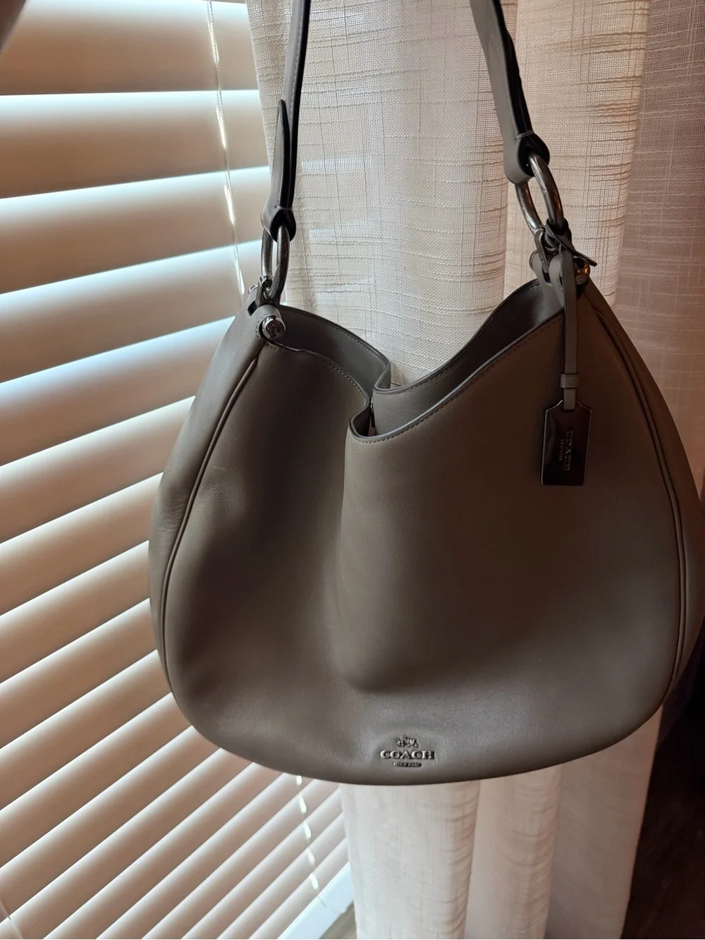 Coach Leather Hobo Bag in Taupe Gray